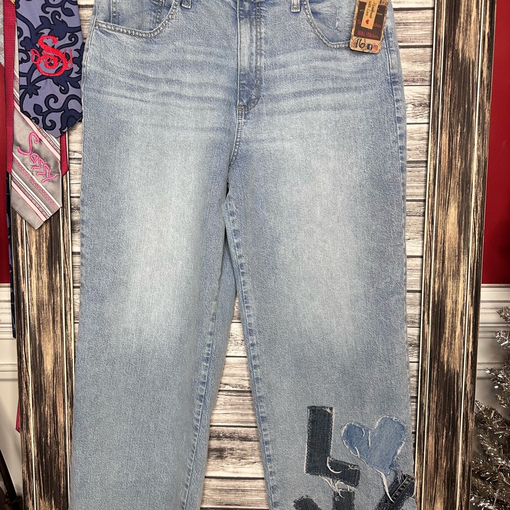 UpCycled Recycled Reworked Repurposed Handmade Wide Leg Denim Jeans Plus 16 Boho